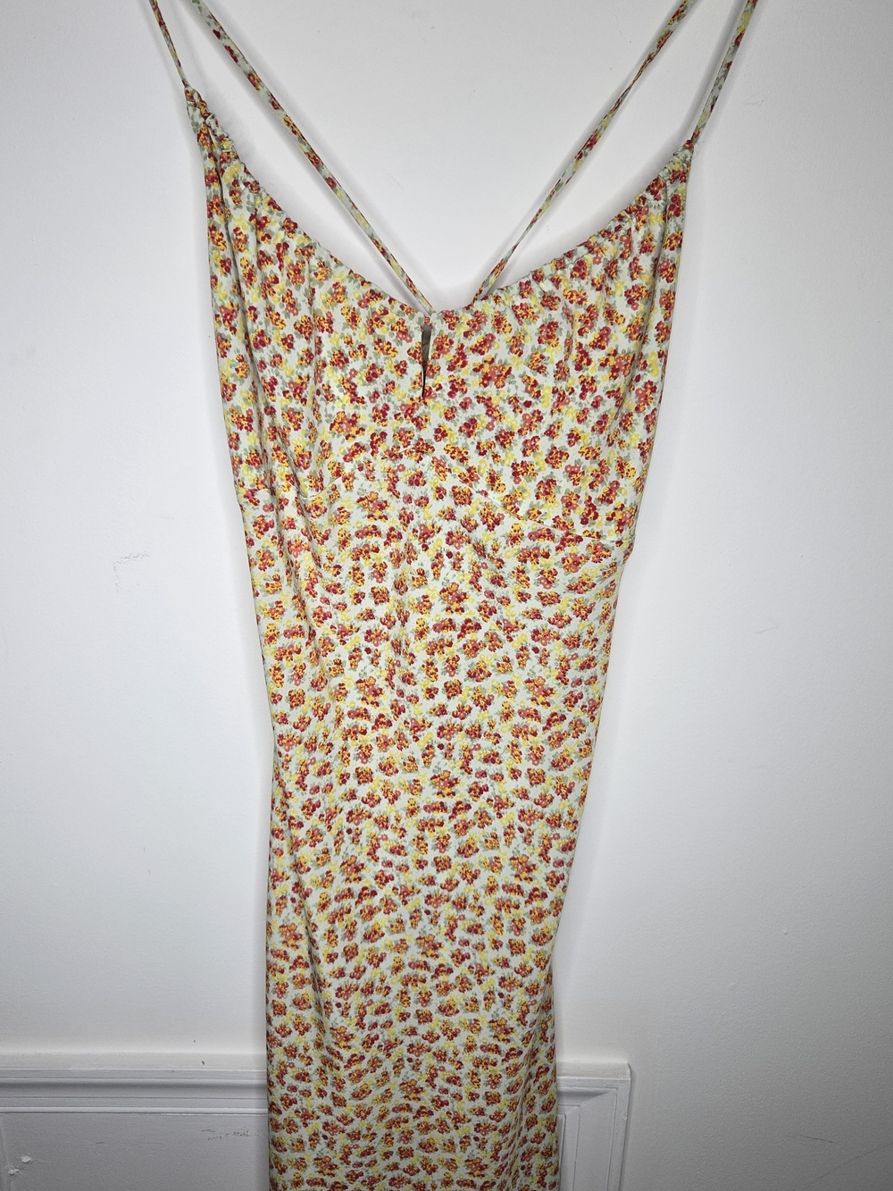 Express Vintage Y2k 90s Style Ditsy Floral Spaghetti Strap Slip Dress 7/8
